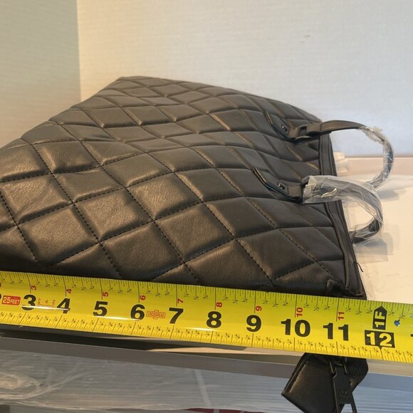 NWT Badgley Mischka Quilted‎ Tote Bag With Crossbody Strap, Black, $199 - Picture 11 of 16